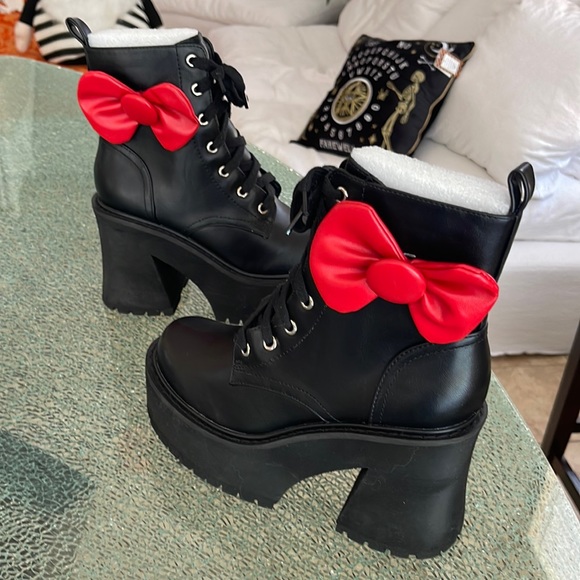 Dolls Kill Shoes Dolls Kill X Hello Kitty Vegan Leather Red Bow